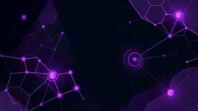 Abstract dark navy and purple graphic representing deception technology in cybersecurity