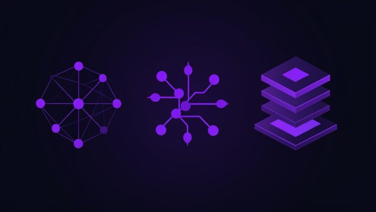 Abstract dark navy and purple graphic representing IT service models