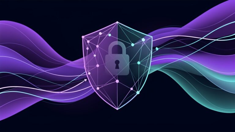 Abstract dark navy and purple graphic representing data privacy compliance in South Africa